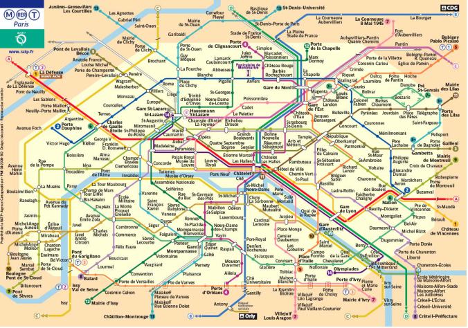 Map of the subway stations in Paris